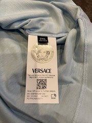 $750 RARE Versace Men’s Logo Cotton Jersey T-Shirt Pastel Blue XXL