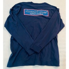 Vineyard Vines Mens Long Sleeve Pocket T-Shirt Navy Blue Stars Logo Large
