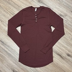 Vtg Y2K American Apparel Maroon Burgundy Thermal Henley Dexter Kill Shirt M