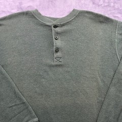 L.L. Bean Henley Shirt XL Green Mens Regular Fit Cotton Waffle Thermal Outdoor