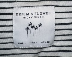 Denim and Flower Ricky Singh Men seagulls Print T Shirt Green Size L nautical