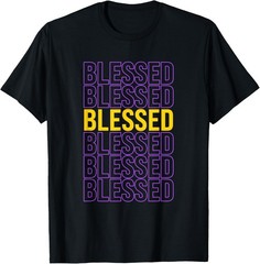 Purple and Golds Blessed-gold & Purple Color Graphic T-Shirt