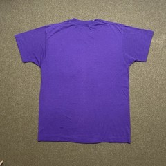 SEE PHOTOS – VTG 80s Fruit of the Loom Pocket Shirt Large Purple Single Stitch