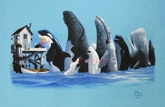 WHALE HUGGER-Orca Killer Blue Beluga Sperm Ocean Nature SLIGHT BLEMS T shirt S-L
