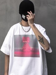 Niepce Men’s Japanese Streetwear Bomb Faded Graphic Half Sleeve T-shirt