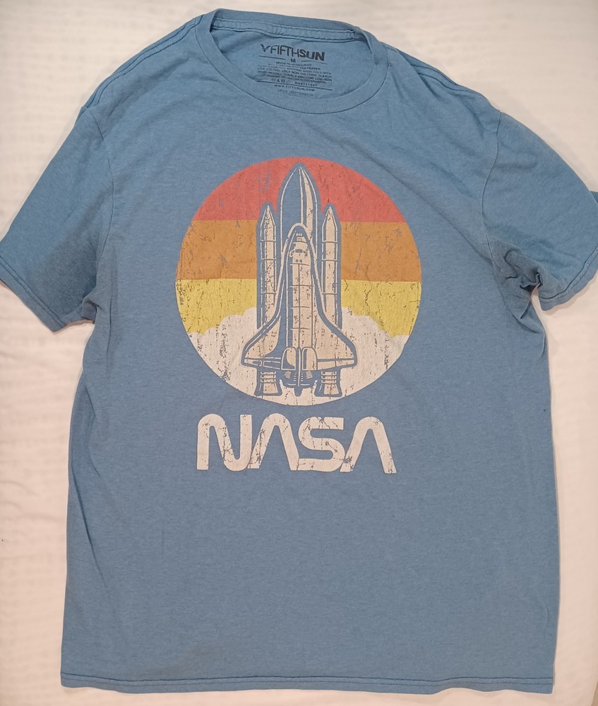 FifthSun NASA Graphic T Shirt Soft Material Blue Distressed Graphics Size M
