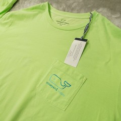 Vineyard Vines Long Sleeve Pocket Tee Men’s XXL Green Neon Graphic Burgee Whale