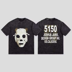 Two Side Joshua Jamal Tee 001 Mask Washed Black/Gray Reprint T-shirt S-5XL