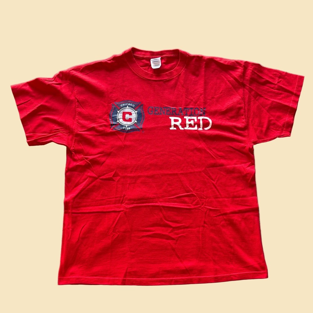Vintage Delta Pro Weight Chicago Fire Soccer Polskie Orly Red Graphic T-Shirt XL