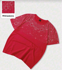 New Men Luxury Diamond Stars Rhinestones Fashion Red T-Shirt High Quality