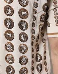 DOLCE & GABBANA T-shirt Silk Ivory Coin Print Logo Men Polo IT46/US36/S 1500usd