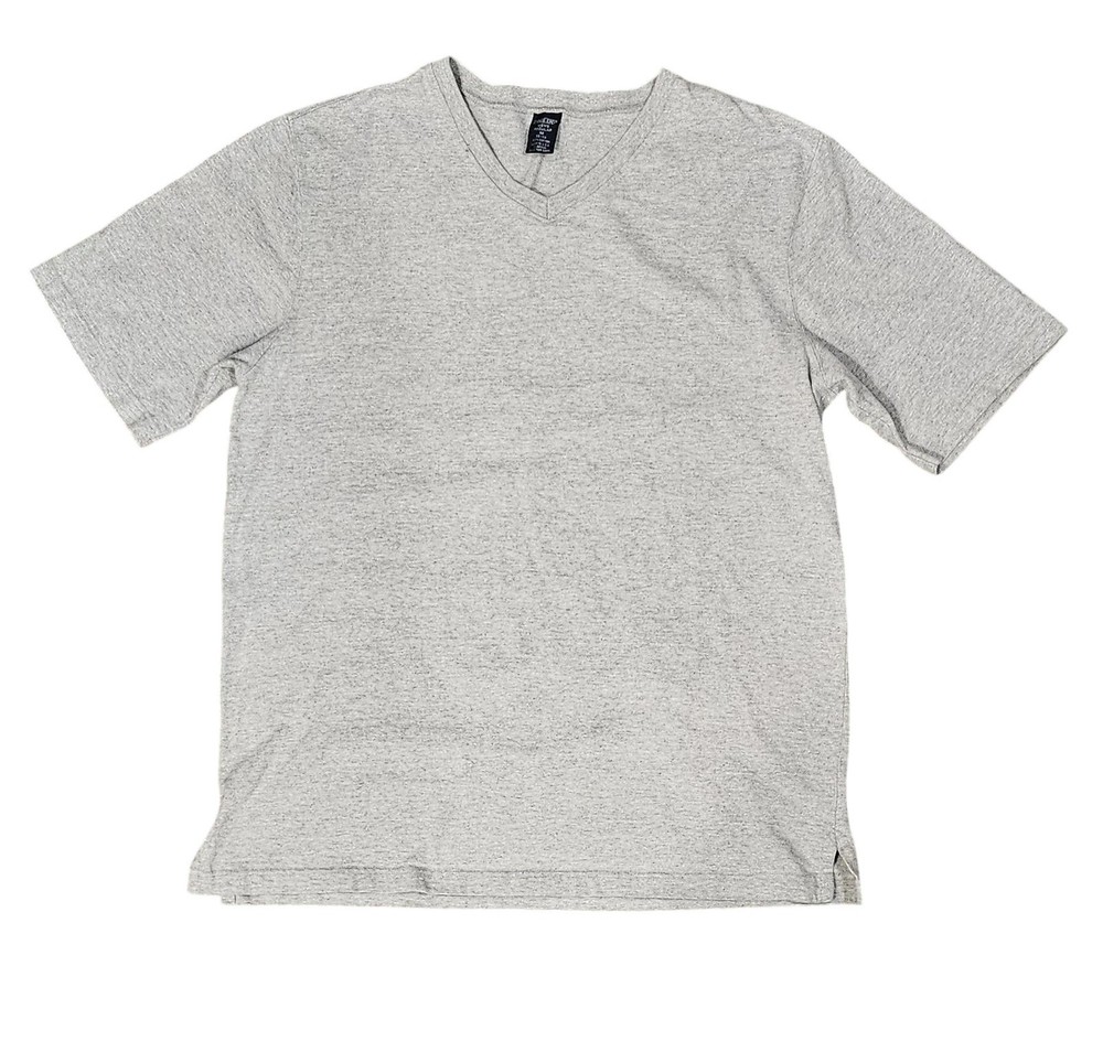 Lands’ End Shirt Mens Medium Gray V-Neck Cotton Made USA Short Sleeve Tee
