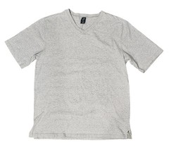 Lands’ End Shirt Mens Medium Gray V-Neck Cotton Made USA Short Sleeve Tee