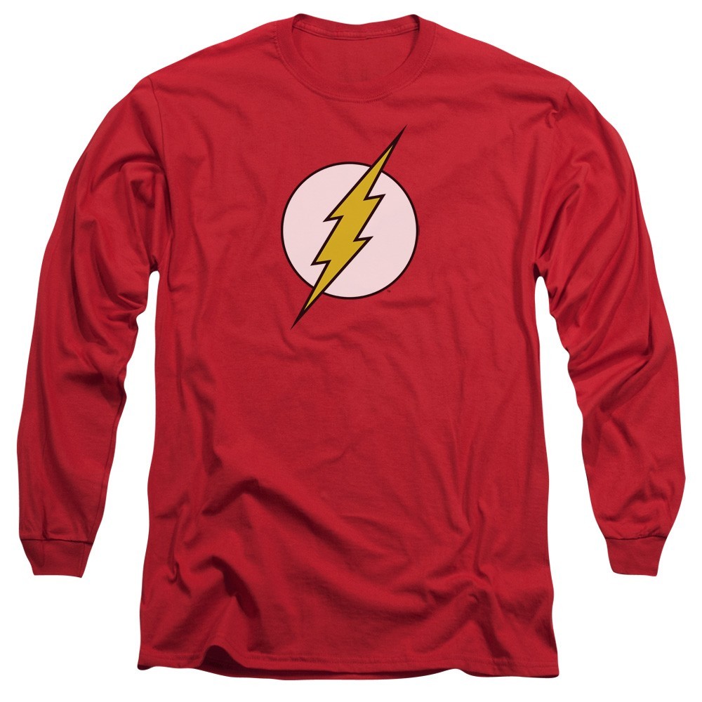 The Flash Logo Men’s Long Sleeve T-Shirt Classic DC Comics Licensed S-3XL Tee