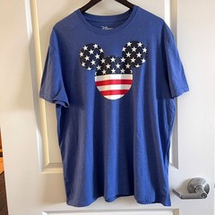 Disney Mickey Mouse American Flag Shirt Mens XL Blue Patriotic 4th of July Tee