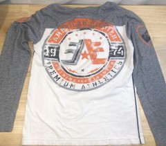 American Fighter Long Sleeve Top Small Pullover w/ Hood White Orange Gray
