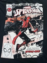Marvel Spider-Man Men’s Black L T-Shirt Graphic Print 100% Cotton Crew Neck Tee