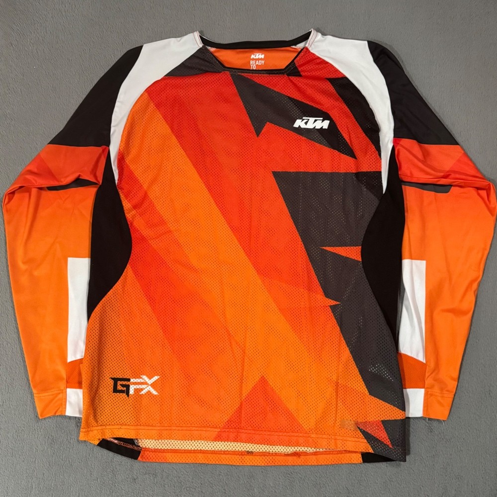 KTM Motorcross Racing Vtg Orange Y2K Motorcyle Dirt Bike Long Sleeve T Shirt 2XL