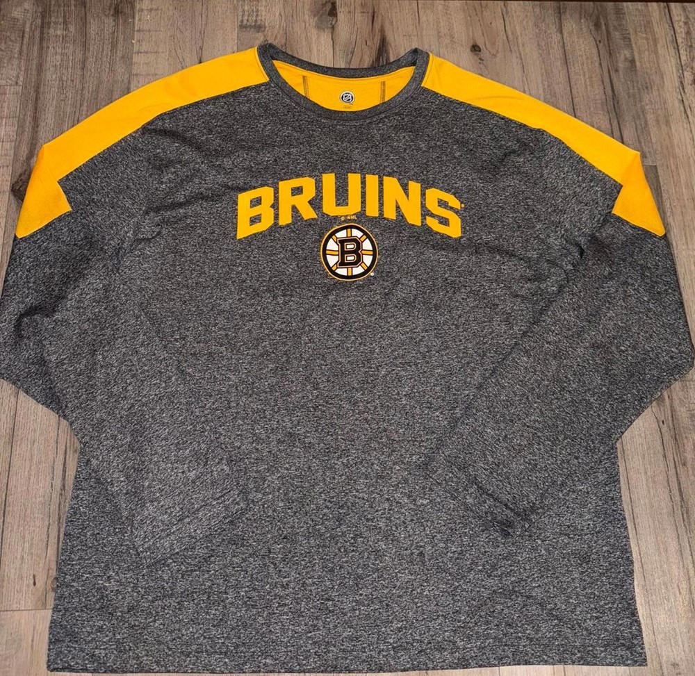 Men’s Boston Bruins XL NHL Long Sleeve Dry Fit Tee Shirt Hockey Team Gear Sport