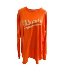 Milwaukee Tool Long Sleeve Graphic T-Shirt Orange Skull Mens XL Port & Company