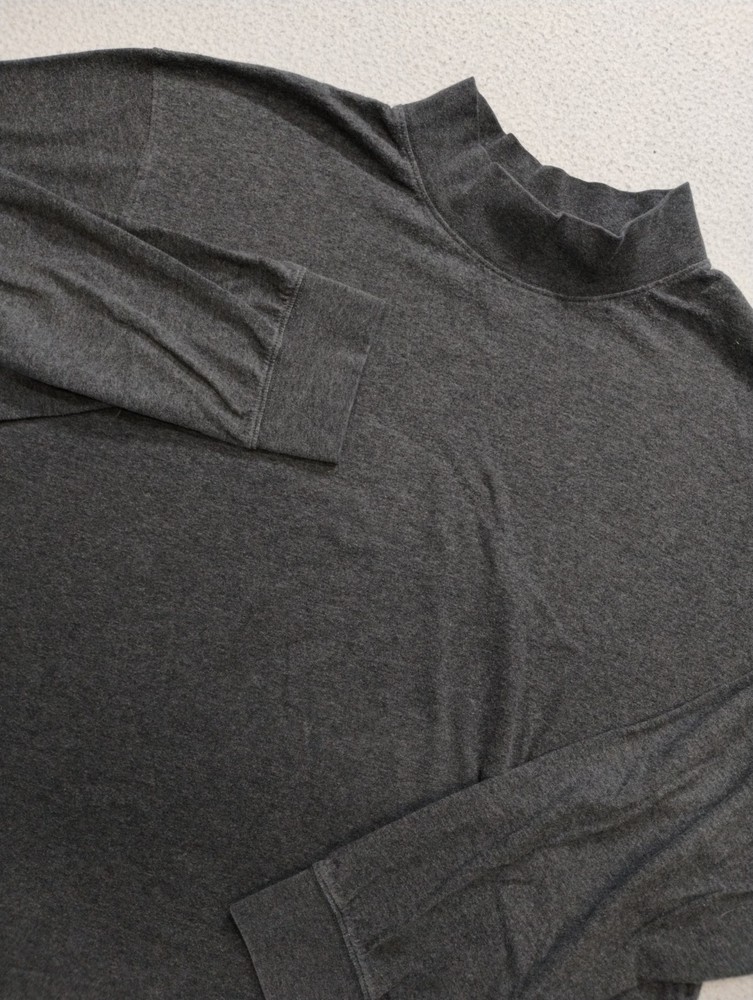 LL Bean Carefree Unshrinkable Mockneck Shirt 2XL Gray Warm Casual Outdoor 508112
