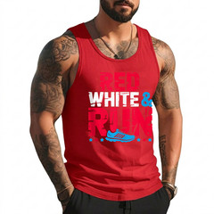 Red White & Run Patriotic Runner Fourth of July Race Tank Top