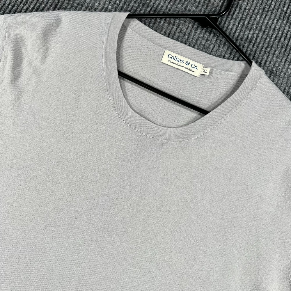 Collars & Co. Shirt Mens XL Extra Large Gray Short Sleeve Crew Neck Casual