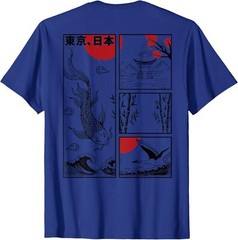 Japanese Koi Fish The Great Wave off Kanagawa Kanji (BACK) T-Shirt