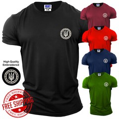 Embroidered Ukrainian Circle Men’s T-Shirt Ukraine Trident Graphic Sarcastic Tee