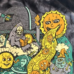 Killer Acid Men’s Black Gray Yellow Cotton Tie Dye Sun Graphic T-Shirt Size M