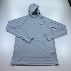 Under Armour Hooded Shirt Mens Small Gray Pullover Hoodie Stretch Training