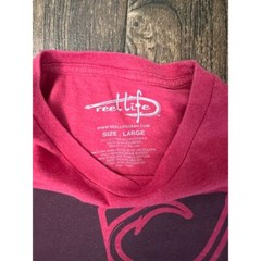MENS REEL LIFE LARGE RED GRAPHIC LOGO SOFT SHORT SLEEVE SOFT CREW NECK T SHIRT