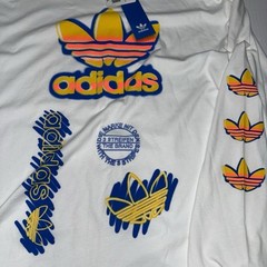 Adidas Originals Airbrush LS MUL Long Sleeve T-Shirt White 2XL NWT Trefoil Logo