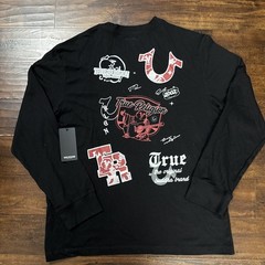 NWT True Religion Graphic Logo Long Sleeve Tee Black Men’s Size XL. C5