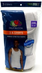 3 White 2XL 50-52 Inch A-Shirt Tanks Fruit Of The Loom 2EG 127-132 CM