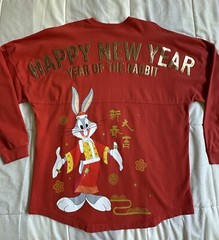 Chinese year of the rabbit WB Bugs Bunny shirt Long Sleeve Spirit Jersey Red S