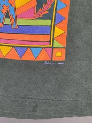 Rare Vintage 80s 1989 Arizona Coyote Art Black Faded FOTL Large Single Stitch T