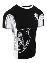 Designer T-Shirt Bucheli Italian Sport Stripe Men Embroidered Lion Logo Slim Fit