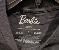 Barbie Mens Short Sleeve Black Crewneck Logo Graphic T- shirt Size S (34-36) NWT