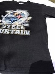 Pittsburgh Steelers Vintage Mens T-shirt NFL Size M Black Steel Curtain 90s