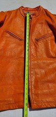Vtg Bates Leather Motorcycle Racing Jacket Harley Orange w Stripes 1960’s L Cafe