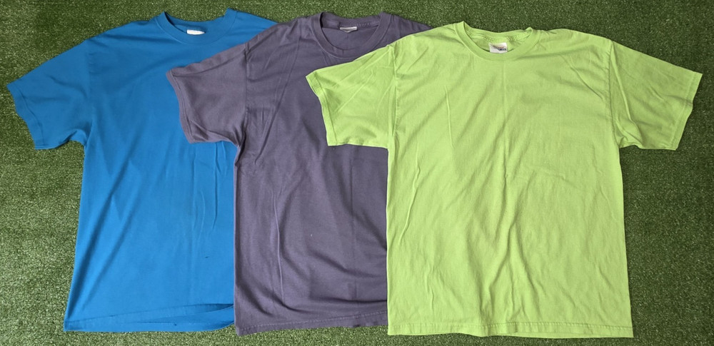 Vintage Hanes Heavyweight 50/50 T-Shirt Short Sleeve Lot Blue Purple Green Large