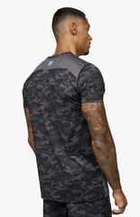 Gym King Mens Black Contrast T Shirt Camo Panel Short Sleeve