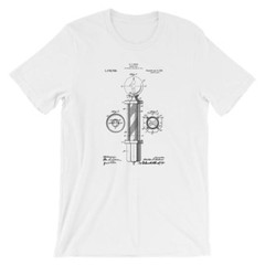 Barber Pole Patent T-Shirt. 100% Soft Cotton Premium Tee on Black, White or Gray