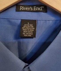 River’s End Easy care Woven Long Sleeve Button Up Shirt Mens Blue – LARGE