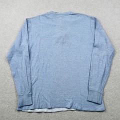 Vintage 80s LL Bean River Drivers Shirt Mens M Blue Henley Long Sleeve Made USA