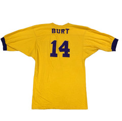 Vtg Mens Russell Delta Sigma Pi Fraternity Ringer T Shirts Yellow 70s Burt Med