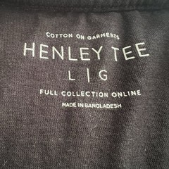 Cotton On Garments Henley Tee T Shirt Mens L Black V‑Neck Buttons Front Soft