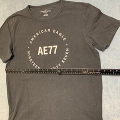 American Eagle Outfitters T Shirt Mens Medium Black “AE77” Graphics Round Neck