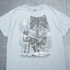 DOM Wolves Moon Nature Mens XL Gray Short Sleeve T-Shirt